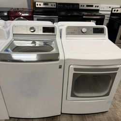 LG topload mega capacity washer and dryer set electric with warranty