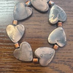 Copper Painted Heart Beaded Bracelet 