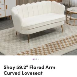 Ivory Curved Loveseat