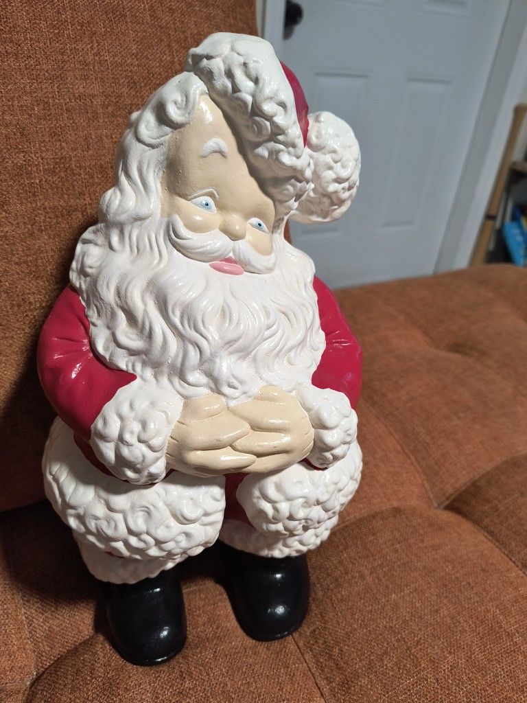 Vintage Retro Atlantic Mold Ceramic Winking Santa Claus Figure 20” Large Excellent condition!