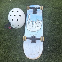 Skateboard and helmet
