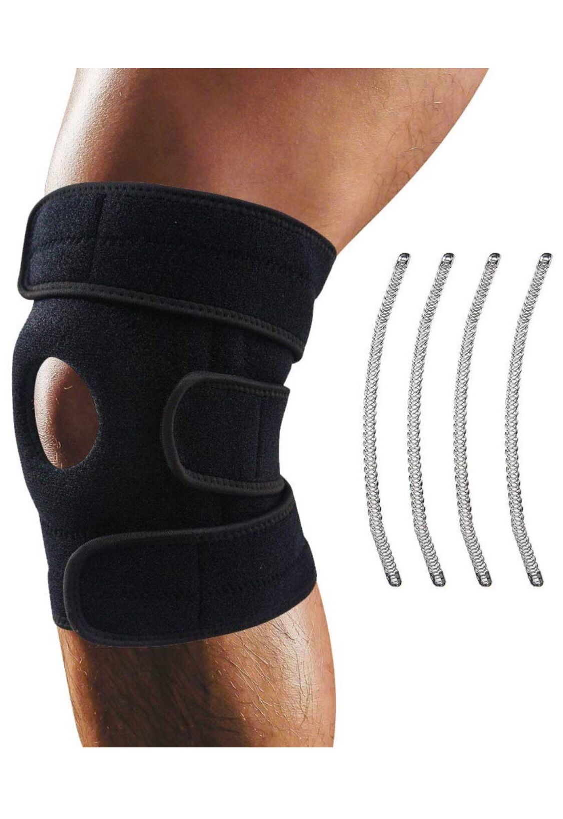 Knee Brace, Oliomp Relieves ACL, LCL, MCL, Meniscus Tear, Arthritis, Tendonitis Pain. Open Patella Dual Stabilizers Non Slip Comfort Neoprene. Adjust