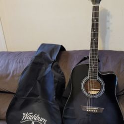 WASHBURN ACOUSTIC ELECTRIC GUITAR MODEL WA9OCETBBPACK, DREINAUGH IN TRANSPARENT BLACK COLOR. 