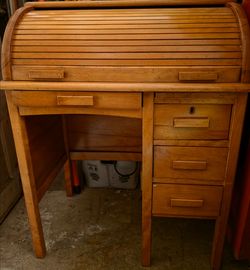 Solid Oak Wood Rolltop Desk Childs