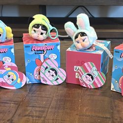 Pop Mart CRYBABY x Powerpuff Girls Series Bunny Blossom buttercup Bubbles Vinyl Face Plush.