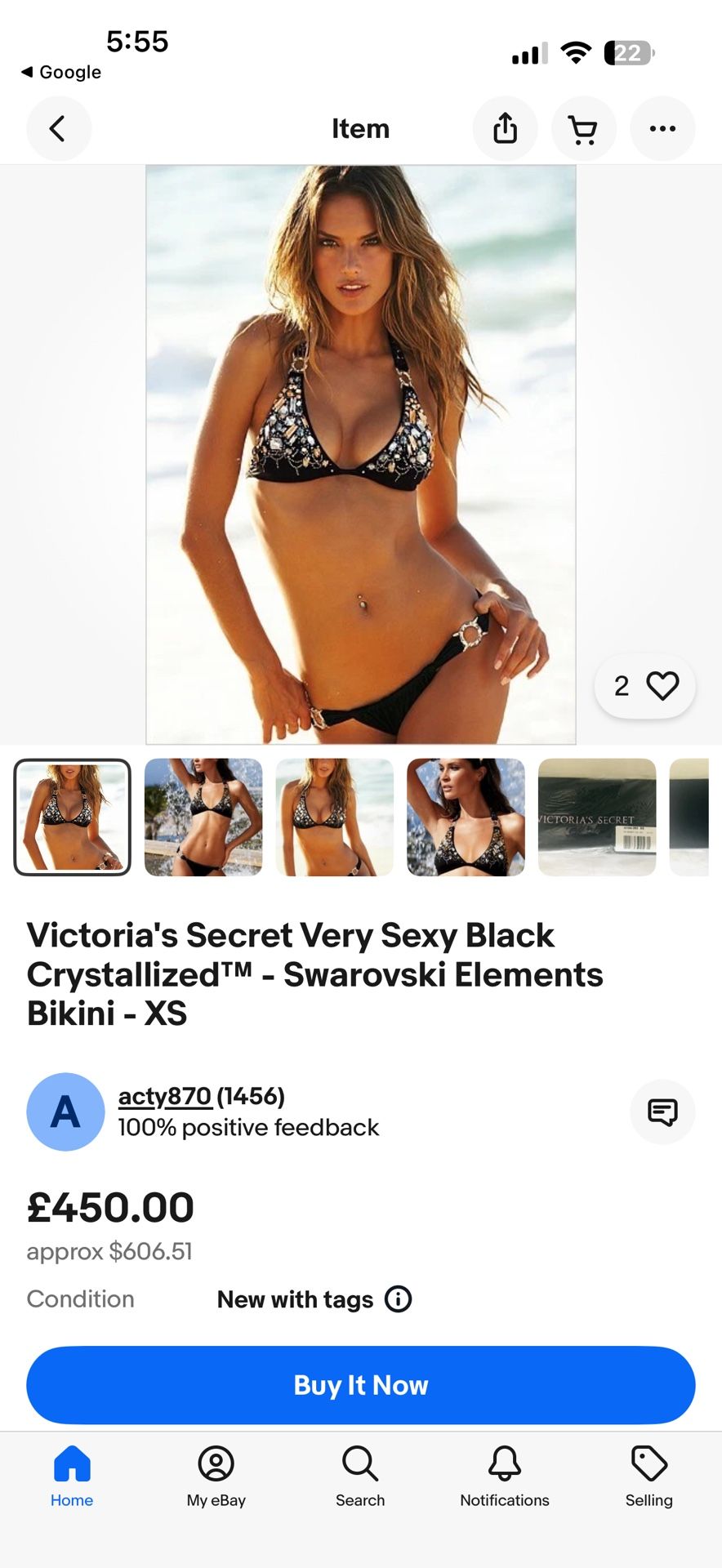 Victoria's Secret Very Sexy Black Crystallized™ - Swarovski Elements Bikini - M
