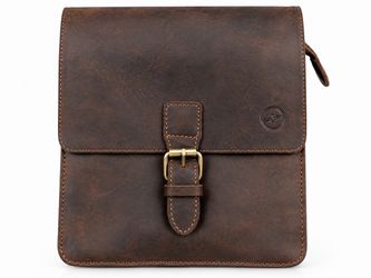 Brown Leather Crossbody Messenger Bag