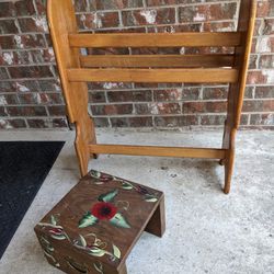 Quilt Blanket Rack And Stool. Wood. Sturdy 