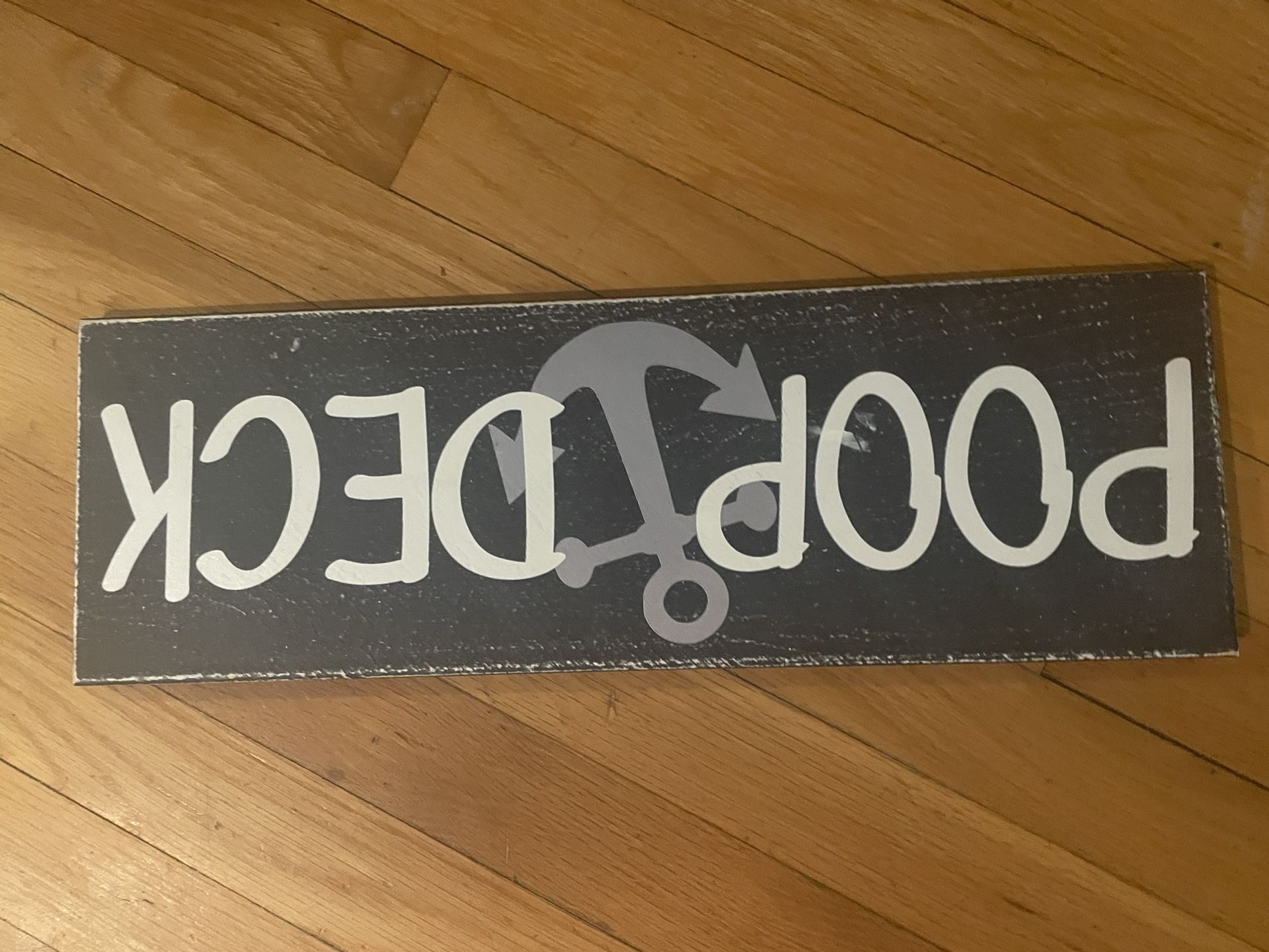 Hanging Poop Deck Decor Sign, Nautical Nursery Wall Decor, Printed Wood Wall