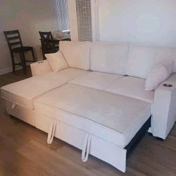 New Sleeper Sectional Couch With Storage And USB / Free Delivery 