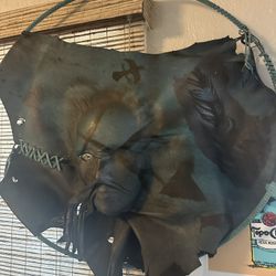 2 Creepy Native American inspired dream catcher faces
