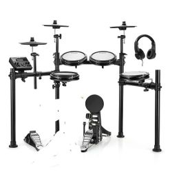 Donner DED-200 Electric Drum Set Electronic Kit with Mesh Head 8 Piece, Drum Throne, Sticks Headphone and Audio Cable Included, More Stable Iron Metal