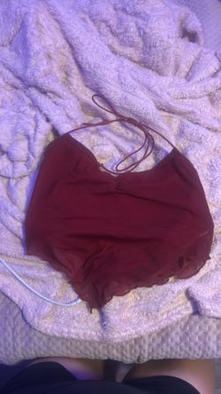 mesh burgundy halter top