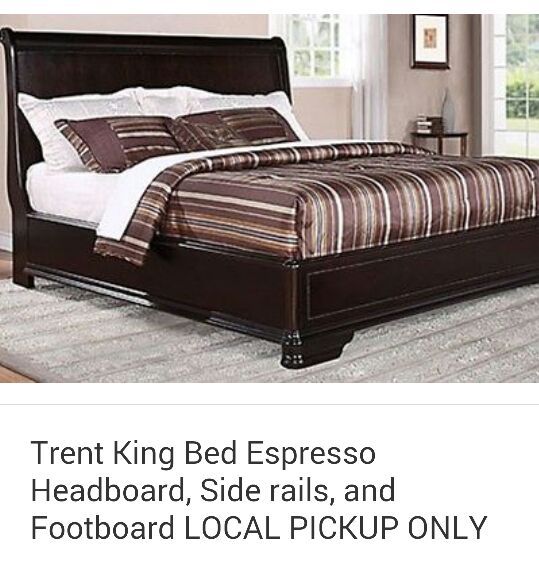 T King Bed Espresso Headboard Side Rails Footboard Brand T King Bed Espresso Headboard Side Rails Footboard Brand New In Bo Assembly Required