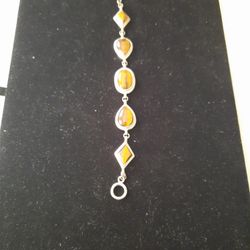 Sterling Silver Bracelet with Tiger Eye Stone