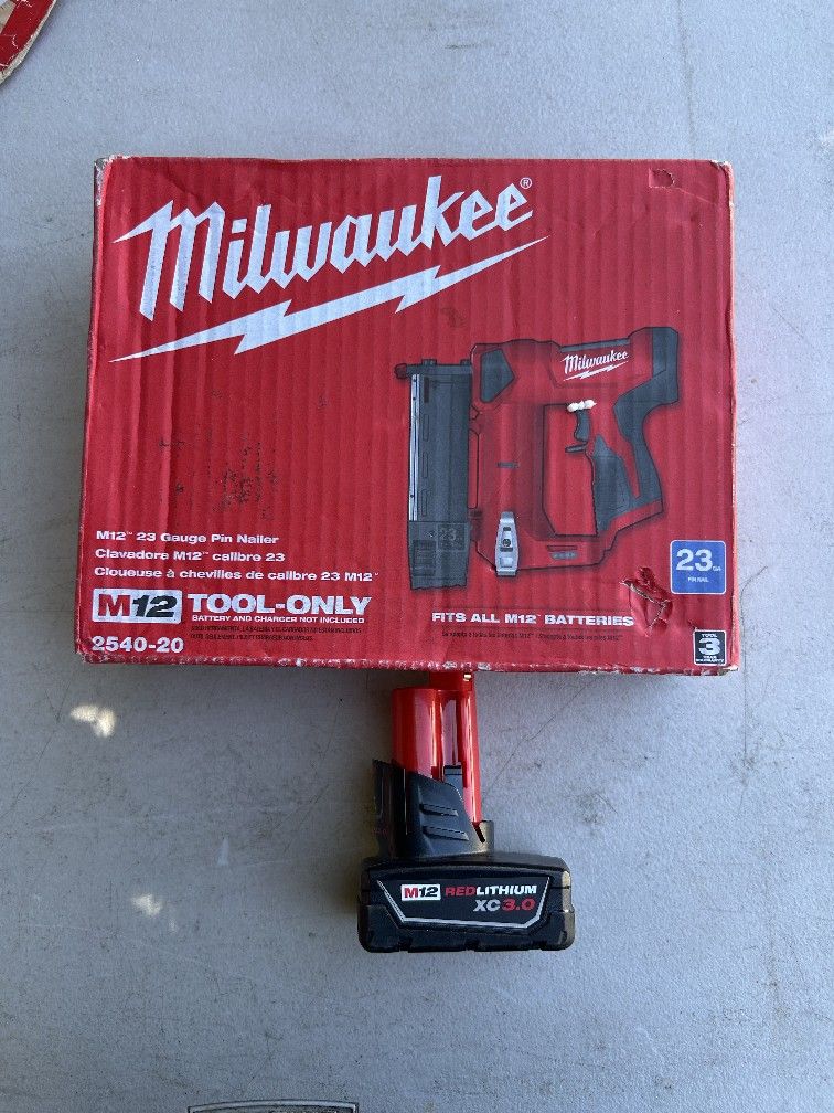2540-20 M12 12V 23 Gauge Compact Cordless Pin Nailer -
Bare Tool And Battery 3.0