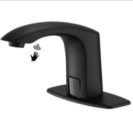 BWE Automatic Sensor Touchless Bathroom Sink Faucet With Deck Plate In Matte Black