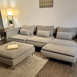 Beautiful IKEA SÖDERHAMN sectional with matching ottoman.