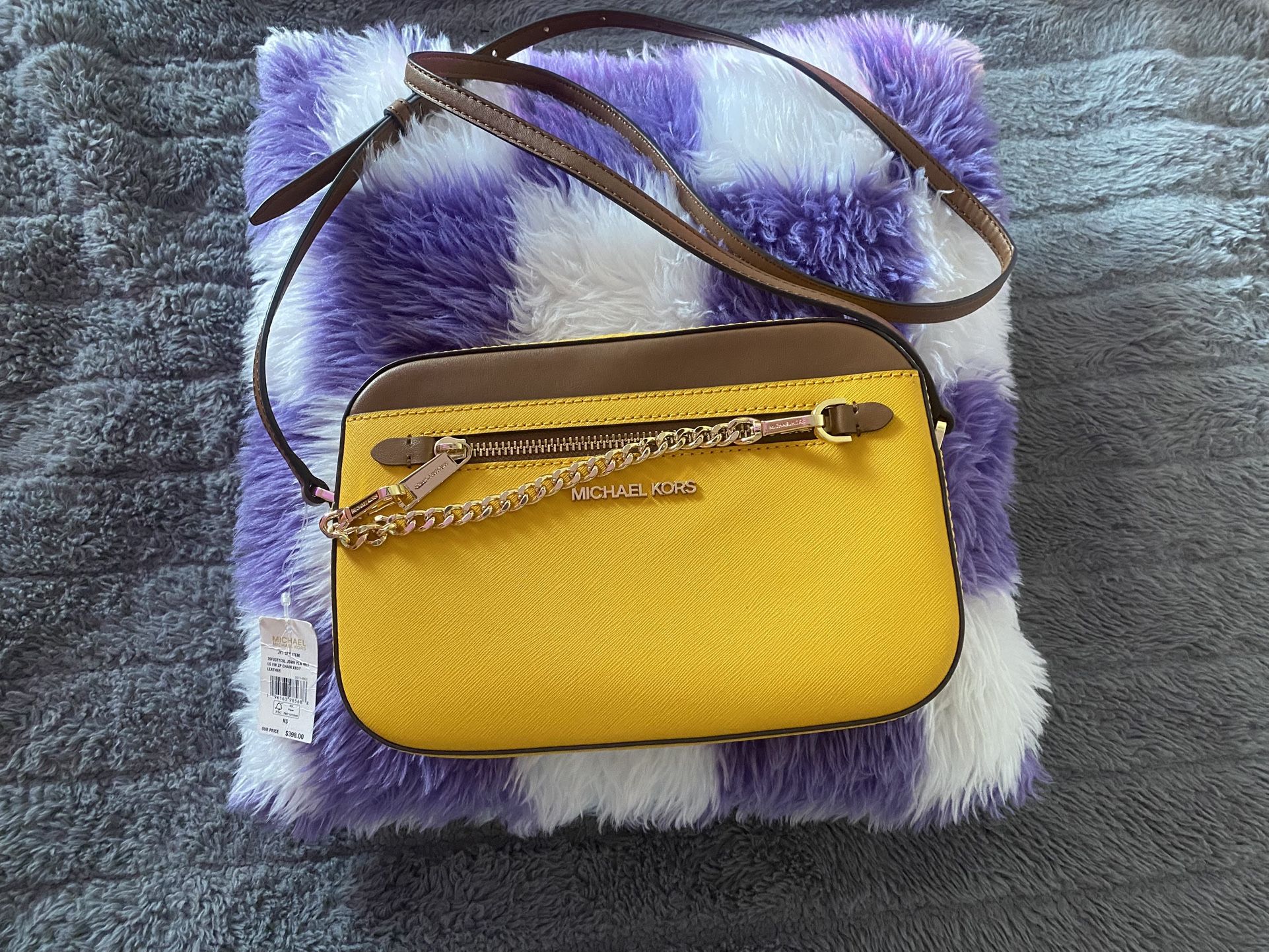 Michael Kors Jet Set Leather Yellow Cross body Bag