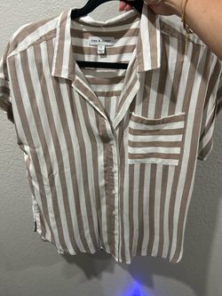 Alex & Jordan Striped Button-Down Shirt Size S