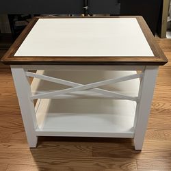 White Wooden Coffee Table And End Table Set