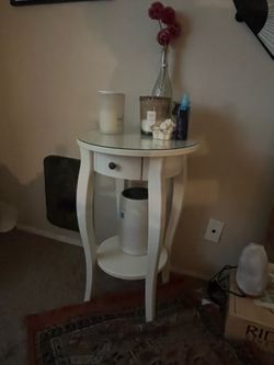 White end side table with drawer