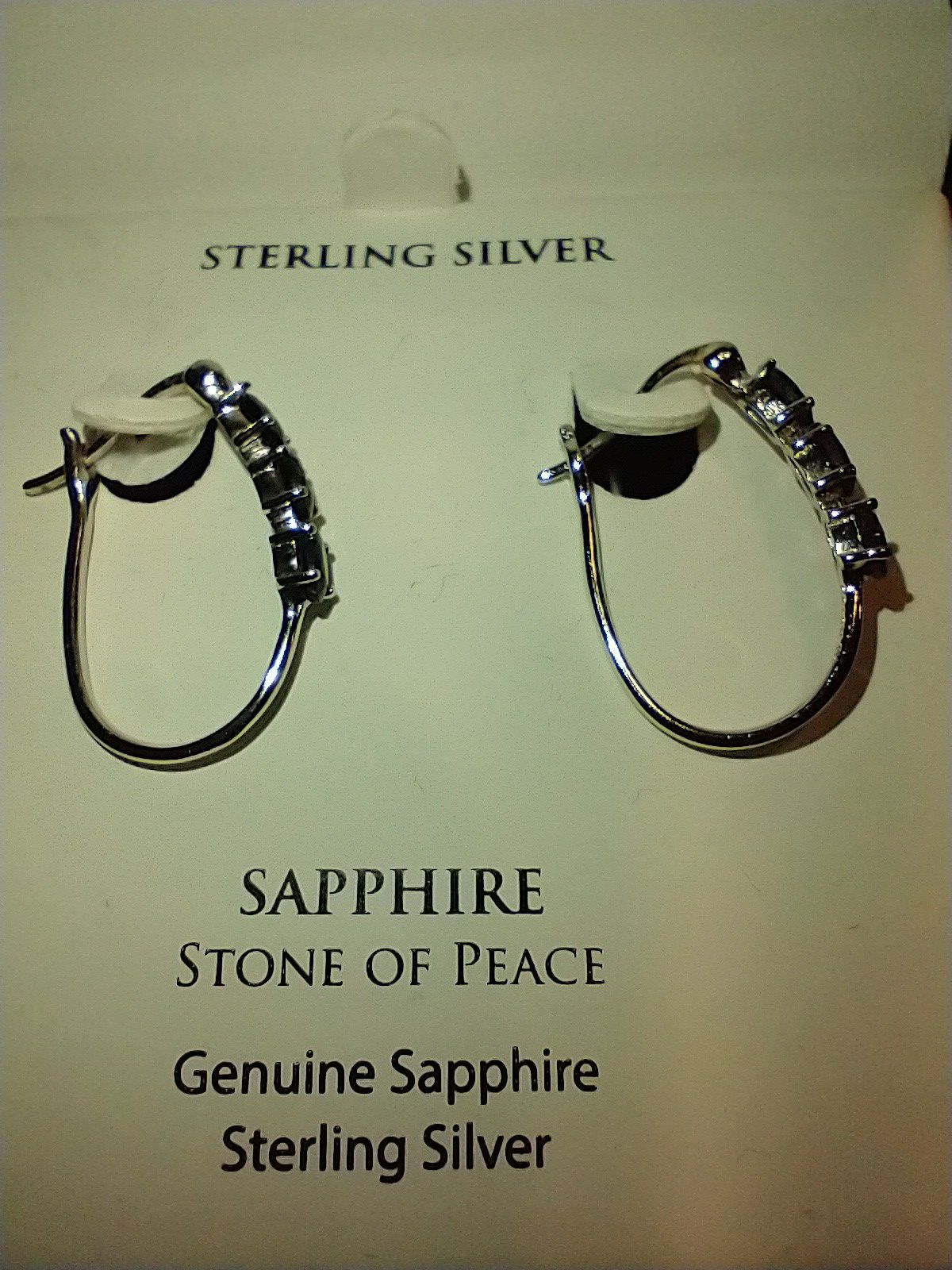 Genuine Sapphire Stone Sterling Silver Earrings by R. H. Macy & Co.