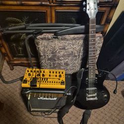TD3 MO Synthesizer With Marshal Amp And Guitar