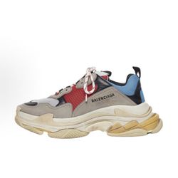 Balenciaga Triple S Trendy All-match Outdoor Thick Sole Low-top Dad Shoes Blue Gray Red Black Old(77)43