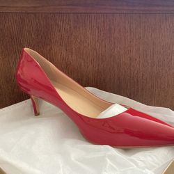 Only Maker Shoes, Red Kitten Heel, US Size 14