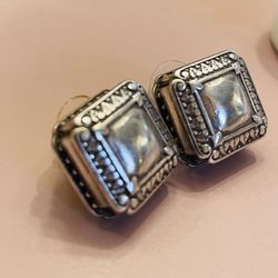 Brighton Vintage Box Earrings, Silver