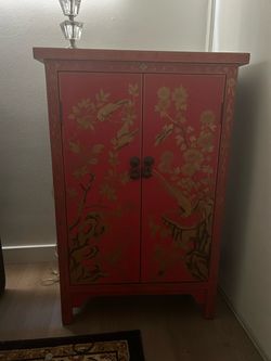 Red black Cabinet with Gold Motif