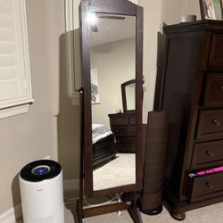 Standing Jewelry Armoire Mirror (Cabinet)