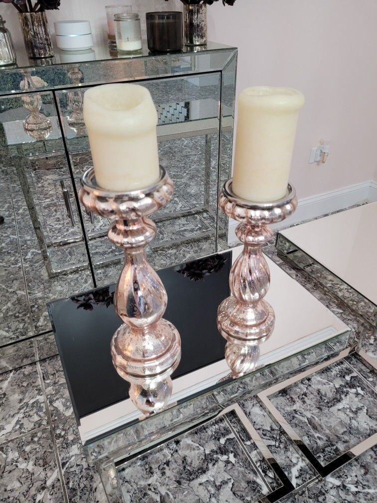 Rose Gold Candle Pillars 