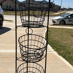 3 tier iron wrought basket stand