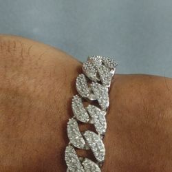 .925 S/S Diamond Cuban Link Bracelets and Necklaces