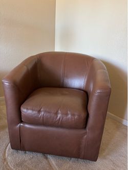 Brownish Faux Leather Swivel Chair