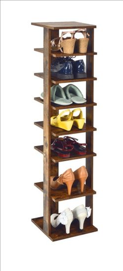 7-Tier Wooden Shoe Rack Storage Organizer Freestanding Shelf