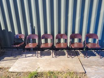 6 Brown Foldable Steel Chairs