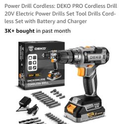 Deko Power Drill Cordless: DEKO PRO Cordless Drill 20V Electric Power Drills Set Tool Drills Cord-less Set with Battery and Charger

