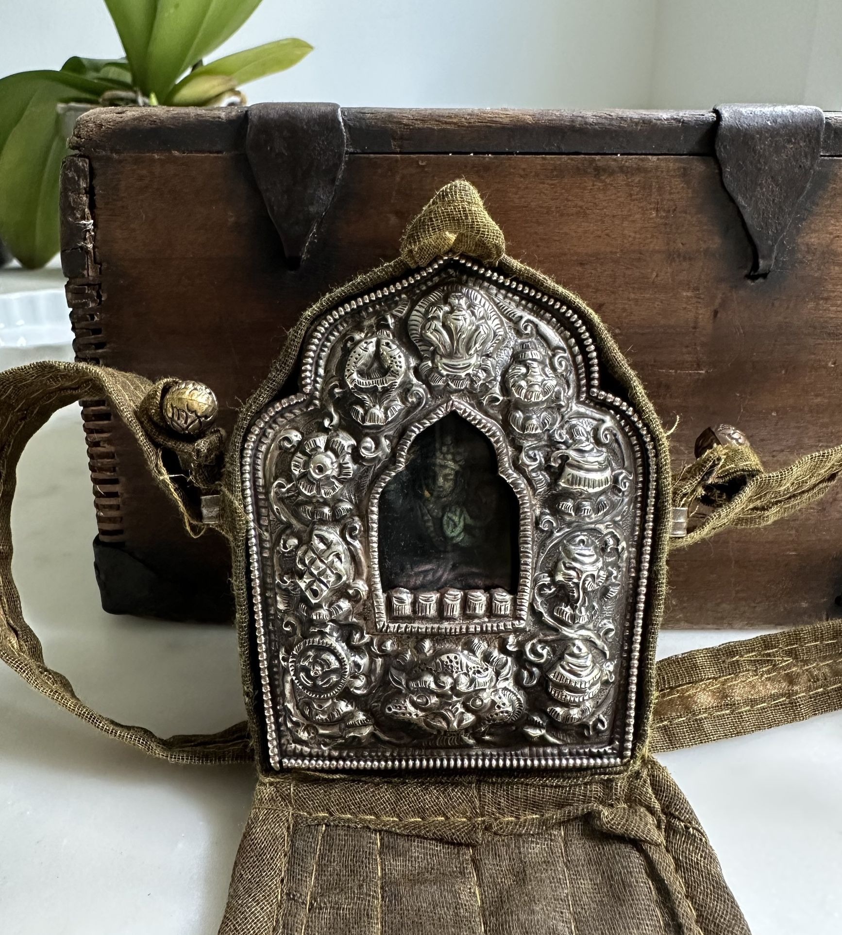 Vintage Tibetan Buddhist travel shrine
