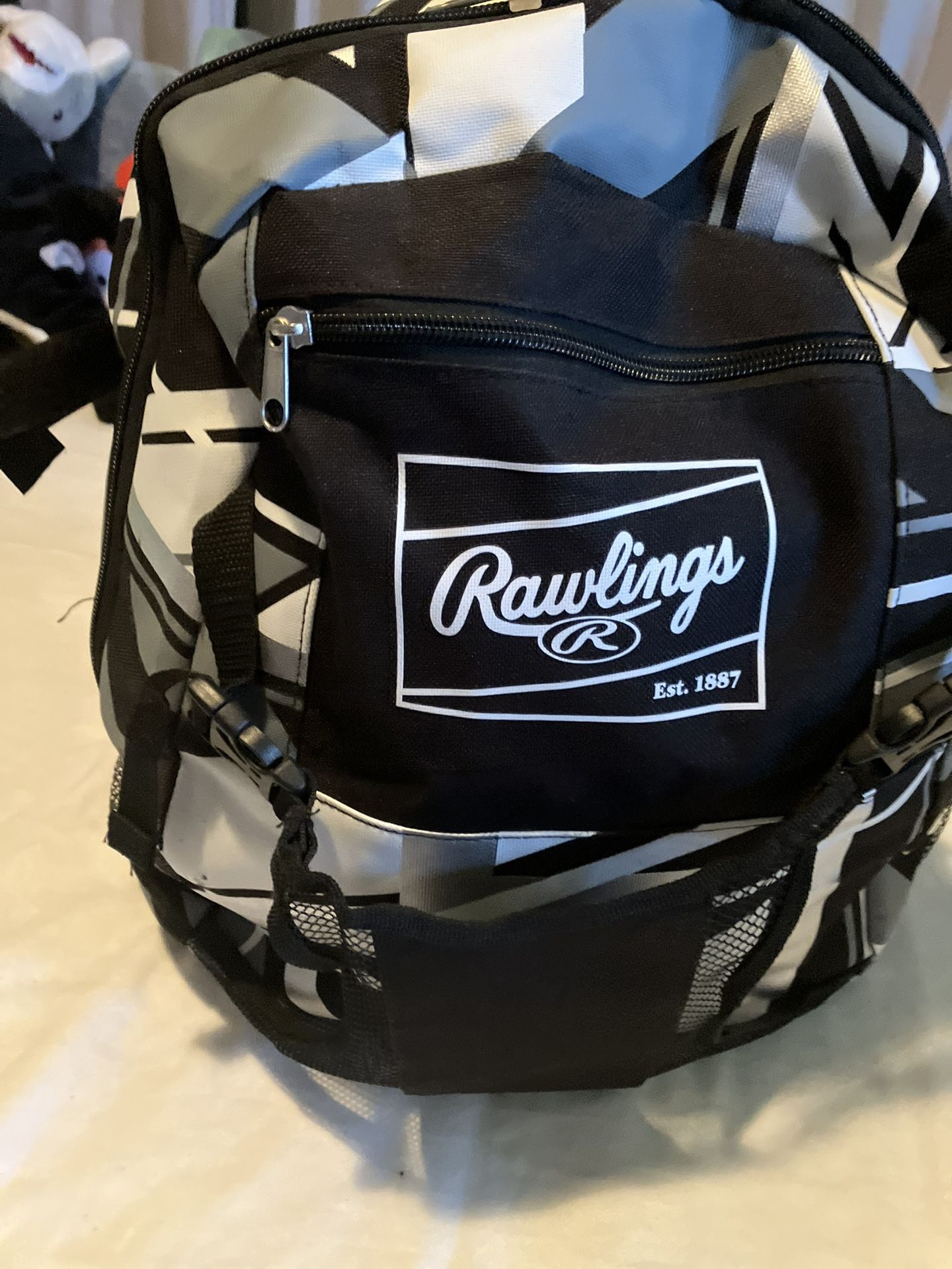 Kids Gray,Black&White Baseball Backpack