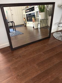 Brown Mirror-Can Be Hung Horizontal Or Vertical