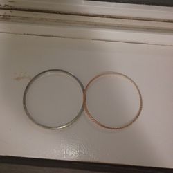 Silver Bracelet With Gemstones And A Copper Bracelet