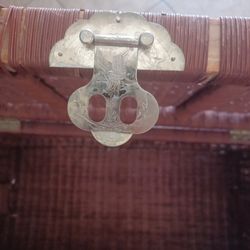 Vintage  Chinoserie Brass Bound Linen  Chest