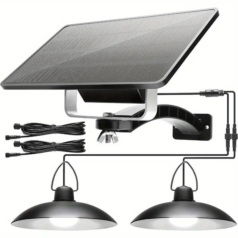 Dual Head Solar Pendant Lights, Indoor Outdoor LED Hanging Lighting