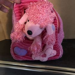 Poodle Plush Kids Backpack With Heart And butterfly