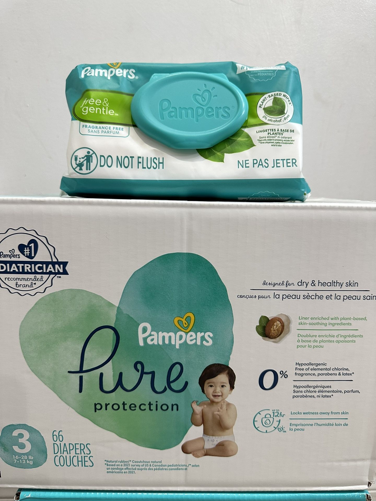 Pampers size 3 + baby wipes $25 for all