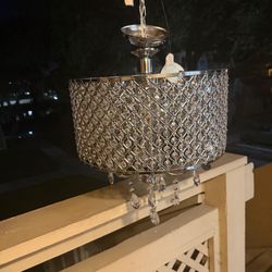 Edvivi Marya 4-Lights Chrome Round Crystal Chandelier Ceiling Fixture | Beaded Drum Shade