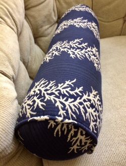 Decorative Coral Embroidered Neckroll Bolster Pillow